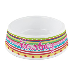 Ribbons Plastic Dog Bowl - Small (Personalized)
