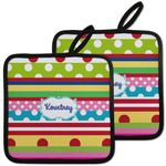 Ribbons Pot Holders - Set of 2 w/ Name or Text