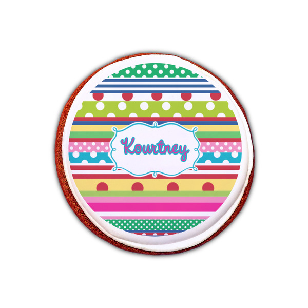 Ribbons Printed Icing Circle - XSmall - On Cookie