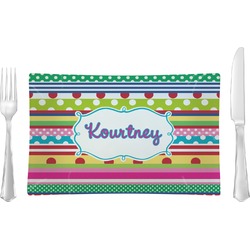 Ribbons Glass Rectangular Lunch / Dinner Plate (Personalized)