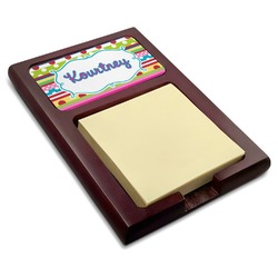 Ribbons Red Mahogany Sticky Note Holder (Personalized)
