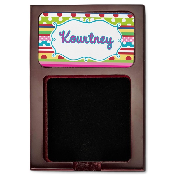 Ribbons Red Mahogany Sticky Note Holder - Flat