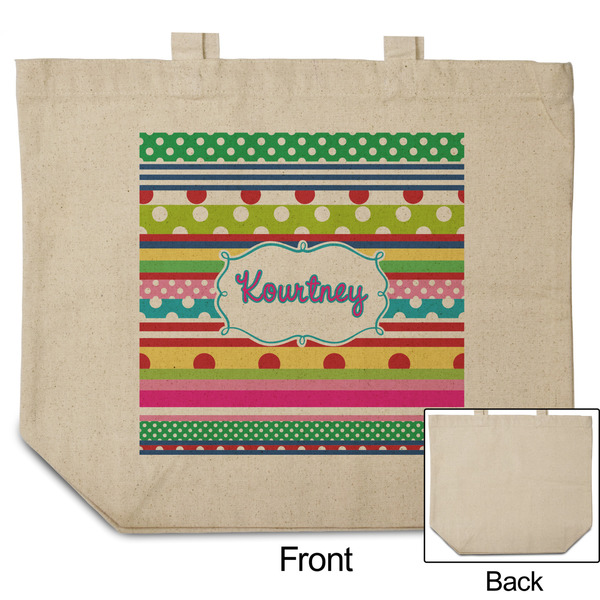 Ribbons Reusable Cotton Grocery Bag - Front & Back View