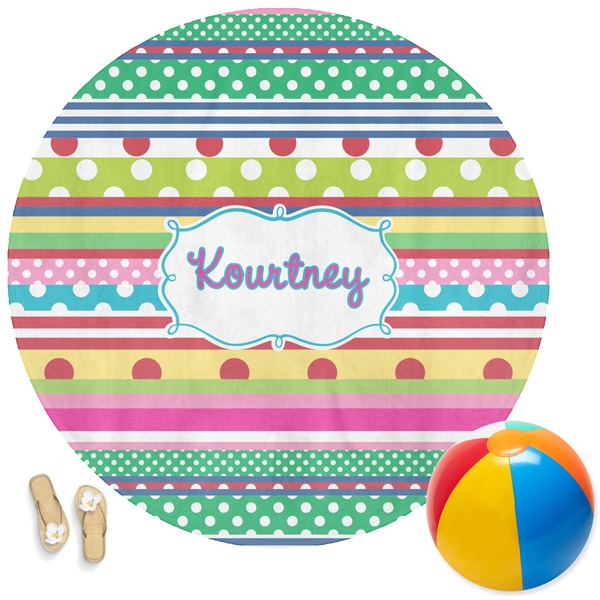 Custom Ribbons Round Beach Towel (Personalized)