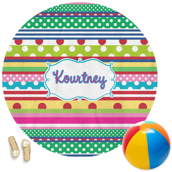 Custom Ribbons Round Beach Towel (Personalized)