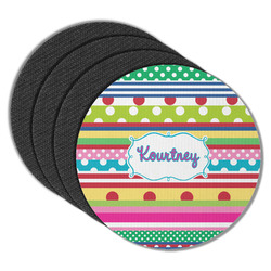 Ribbons Round Rubber Backed Coasters - Set of 4 (Personalized)