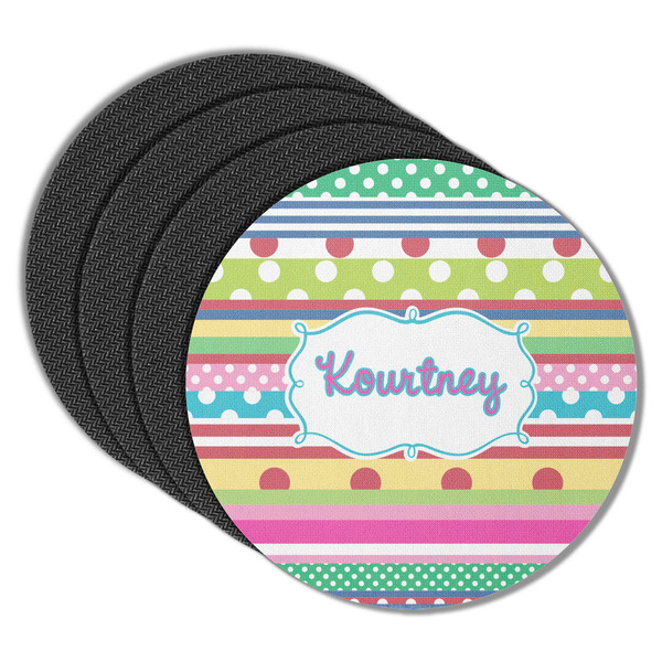 Custom Ribbons Round Rubber Backed Coasters - Set of 4 (Personalized)
