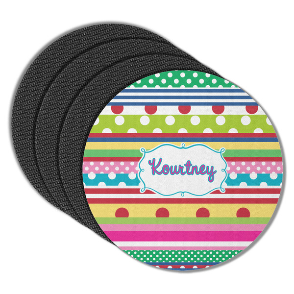 Custom Ribbons Round Rubber Backed Coasters - Set of 4 (Personalized)