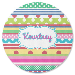 Ribbons Round Rubber Backed Coaster (Personalized)