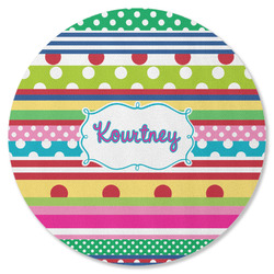 Ribbons Round Rubber Backed Coaster (Personalized)