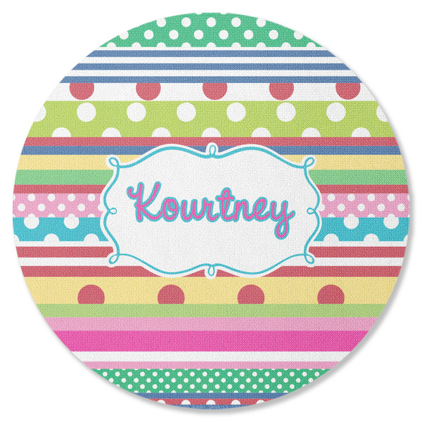 Custom Ribbons Round Rubber Backed Coaster (Personalized)