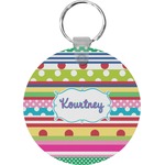 Ribbons Round Plastic Keychain (Personalized)
