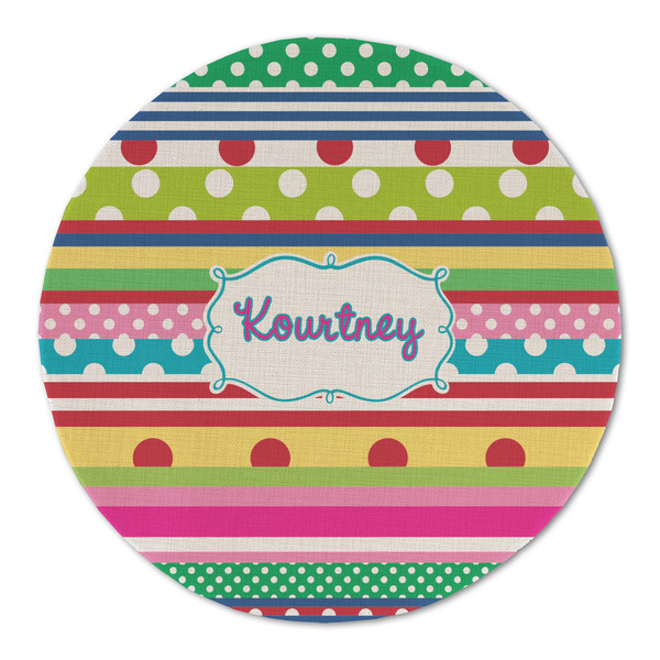 Ribbons Round Linen Placemats - FRONT (Double Sided)