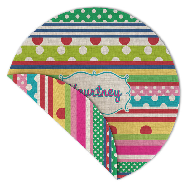 Ribbons Round Linen Placemats - Front (folded corner double sided)