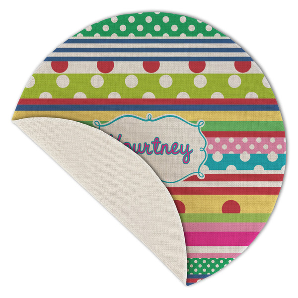 Ribbons Round Linen Placemats - Front (folded corner single sided)