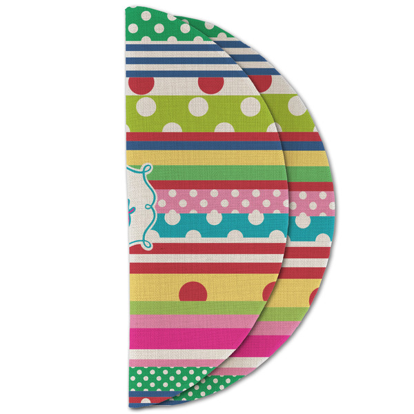 Ribbons Round Linen Placemats - HALF FOLDED (double sided)