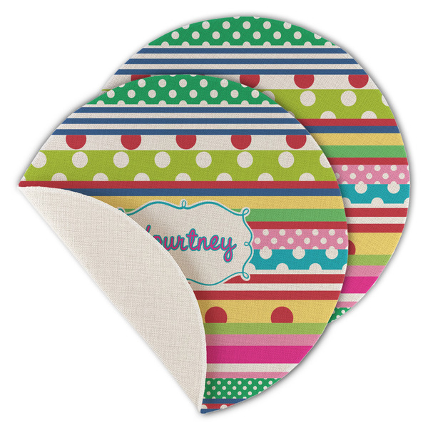 Ribbons Round Linen Placemats - MAIN (Single Sided)