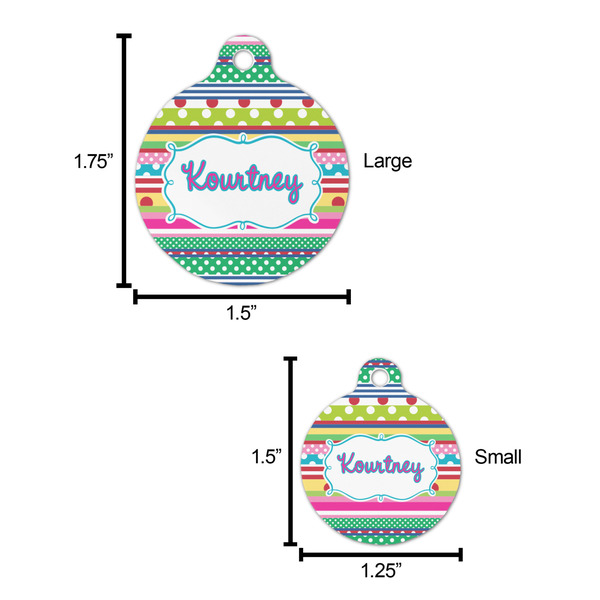 Ribbons Round Pet ID Tag - Large - Comparison Scale