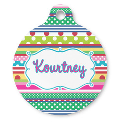 Ribbons Round Pet ID Tag - Large (Personalized)