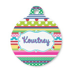 Ribbons Round Pet ID Tag - Small (Personalized)