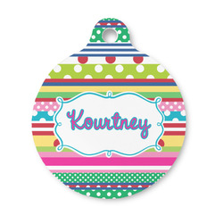 Ribbons Round Pet ID Tag - Small (Personalized)