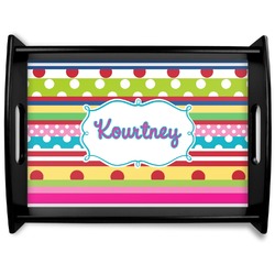 Ribbons Black Wooden Tray - Large (Personalized)