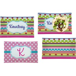 Ribbons Set of 4 Glass Rectangular Lunch / Dinner Plate (Personalized)