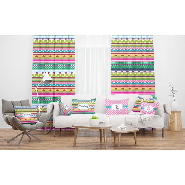 Ribbons Sheer and Custom Curtains in Room with Matching Pillows