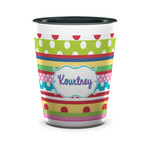 Ribbons Ceramic Shot Glass - 1.5 oz - Two Tone - Set of 4 (Personalized)