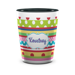 Ribbons Ceramic Shot Glass - 1.5 oz - Two Tone - Set of 4 (Personalized)