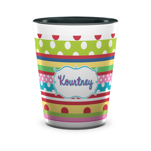 Custom Ribbons Ceramic Shot Glass - 1.5 oz - Two Tone - Set of 4 (Personalized)