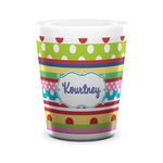 Ribbons Ceramic Shot Glass - 1.5 oz - White - Set of 4 (Personalized)