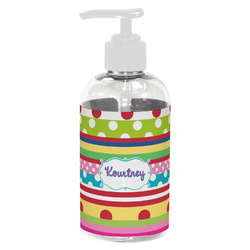 Ribbons Plastic Soap / Lotion Dispenser (8 oz - Small - White) (Personalized)
