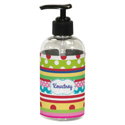 Ribbons Plastic Soap / Lotion Dispenser (8 oz - Small - Black) (Personalized)