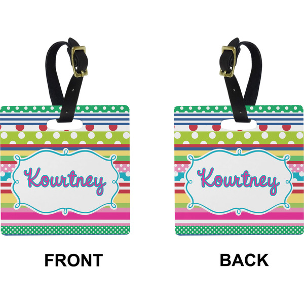 Ribbons Square Luggage Tag (Front + Back)