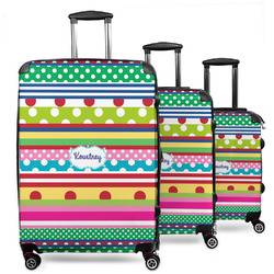 Ribbons 3 Piece Luggage Set - 20" Carry On, 24" Medium Checked, 28" Large Checked (Personalized)