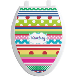 Ribbons Toilet Seat Decal - Elongated (Personalized)