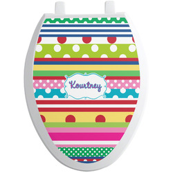 Ribbons Toilet Seat Decal - Elongated (Personalized)