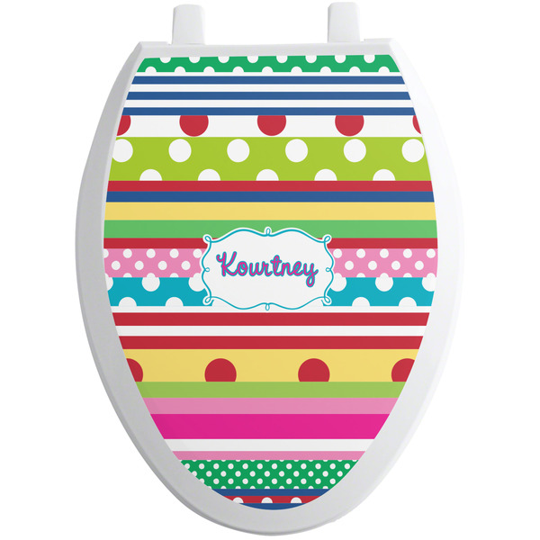 Custom Ribbons Toilet Seat Decal - Elongated (Personalized)