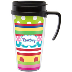 Ribbons Acrylic Travel Mug with Handle (Personalized)