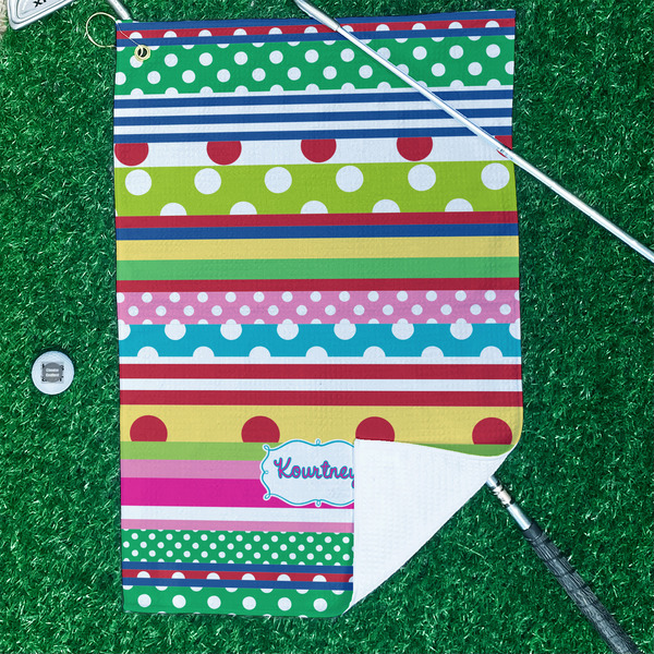 Ribbons Waffle Weave Golf Towel - In Context