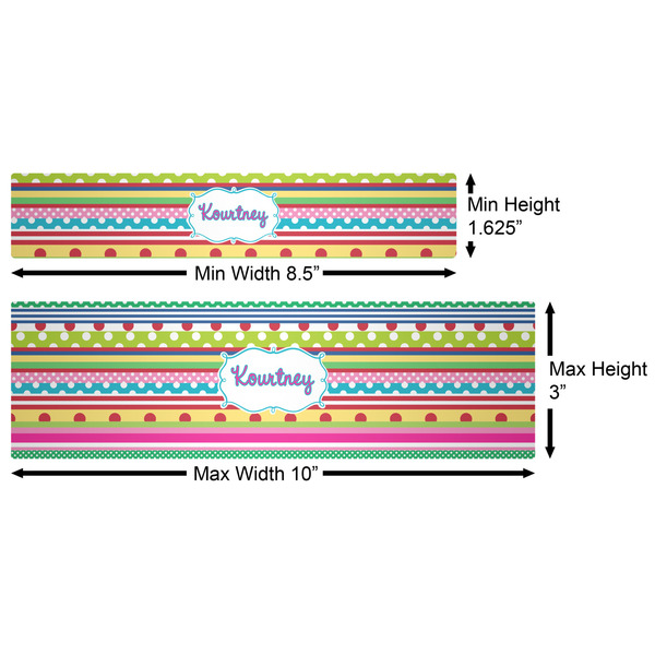 Ribbons Water Bottle Labels w/ Dimensions