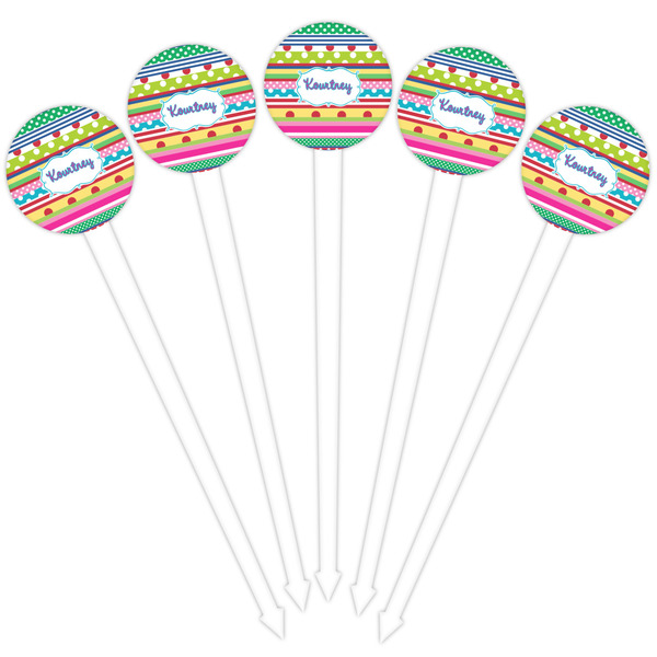 Ribbons White Plastic 4" Food Pick - Round - Fan View