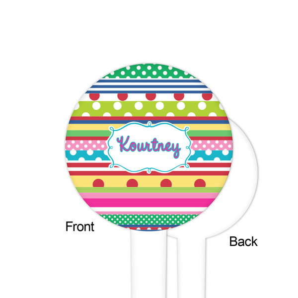 Ribbons White Plastic 4" Food Pick - Round - Single Sided - Front & Back