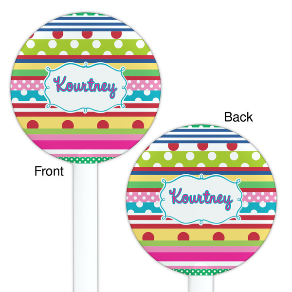 Ribbons White Plastic 5.5" Stir Stick - Double Sided - Round - Front & Back