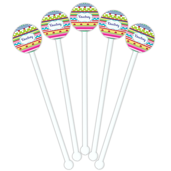 Ribbons White Plastic 5.5" Stir Stick - Fan View