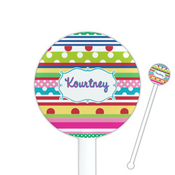 Ribbons 5.5" Round Plastic Stir Sticks - White - Double Sided (Personalized)
