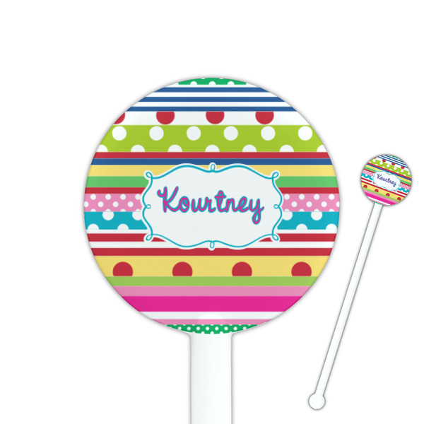 Custom Ribbons 5.5" Round Plastic Stir Sticks - White - Single Sided (Personalized)