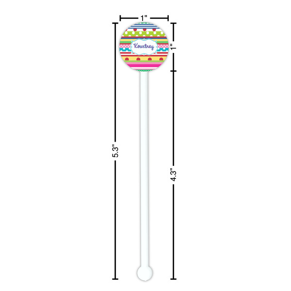 Ribbons White Plastic 5.5" Stir Stick - Round - Dimensions