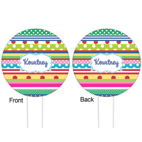 Ribbons White Plastic 6" Food Pick - Round - Double Sided - Front & Back